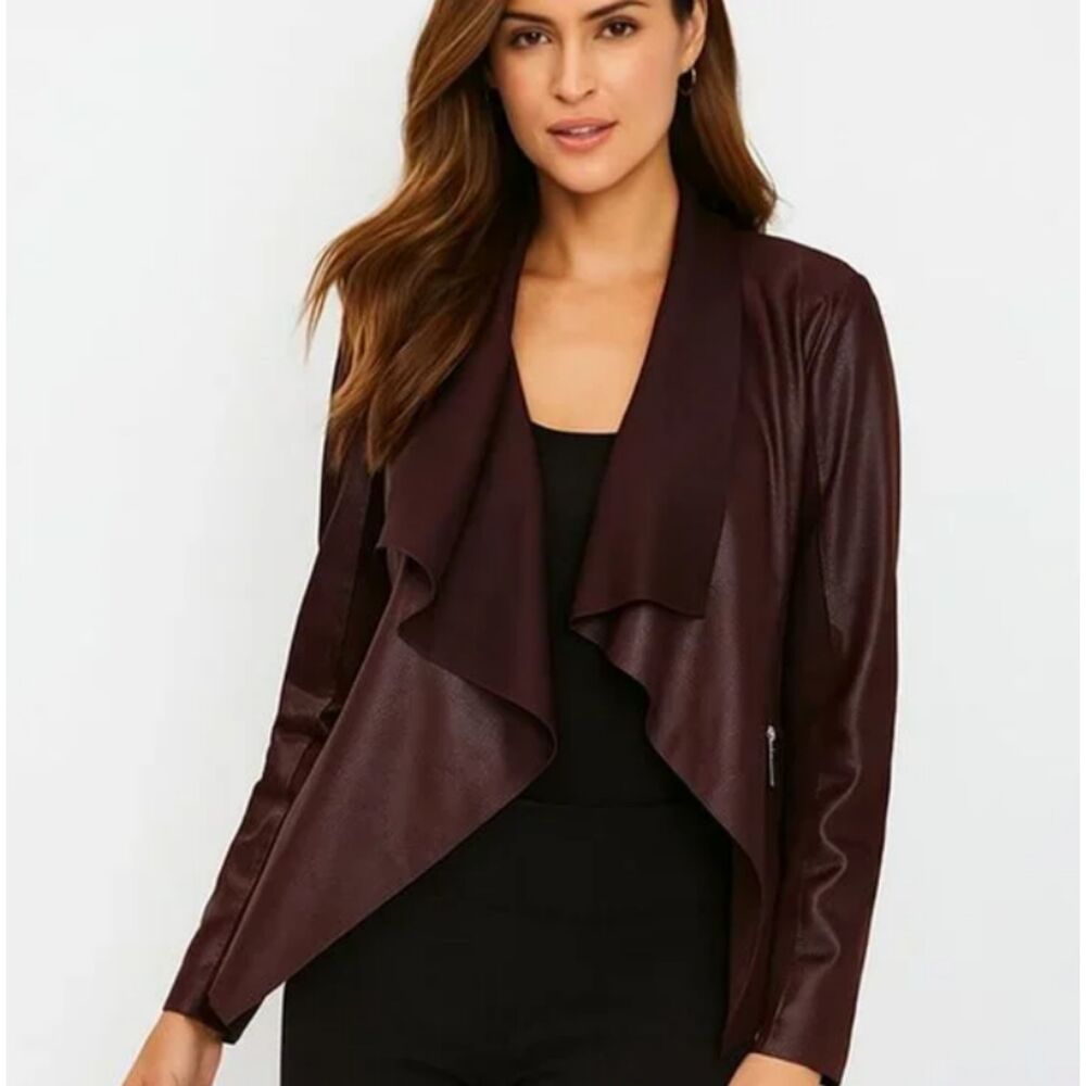 NWT White House Black Market Snakeskin Cabernet Drape Front Jacket Sz S